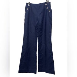 NWT Precis Navy Sailor Style Linen Cotton Wide Leg Pants